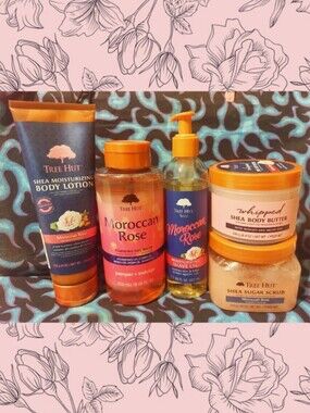 5Pc Set of Tree Hut Moroccan Rose Scent Collection Moisturizing Skincare Product